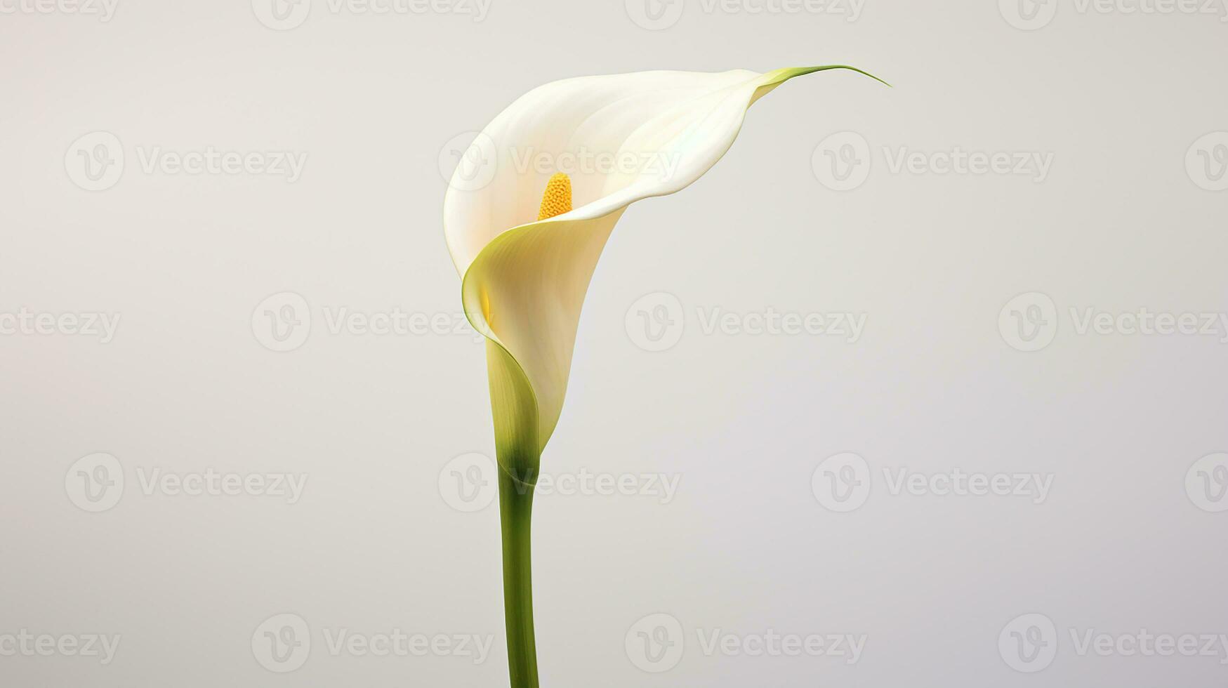 Foto av skön Zantedeschia calla blomma isolerat på vit bakgrund. generativ ai