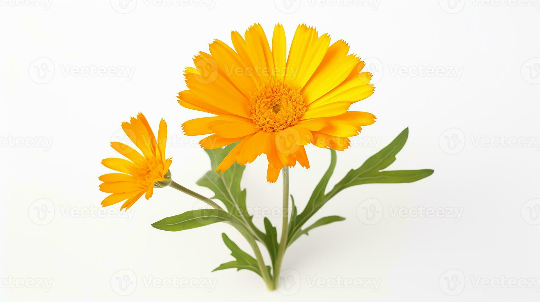 Foto av skön calendula blomma isolerat på vit bakgrund. generativ ai