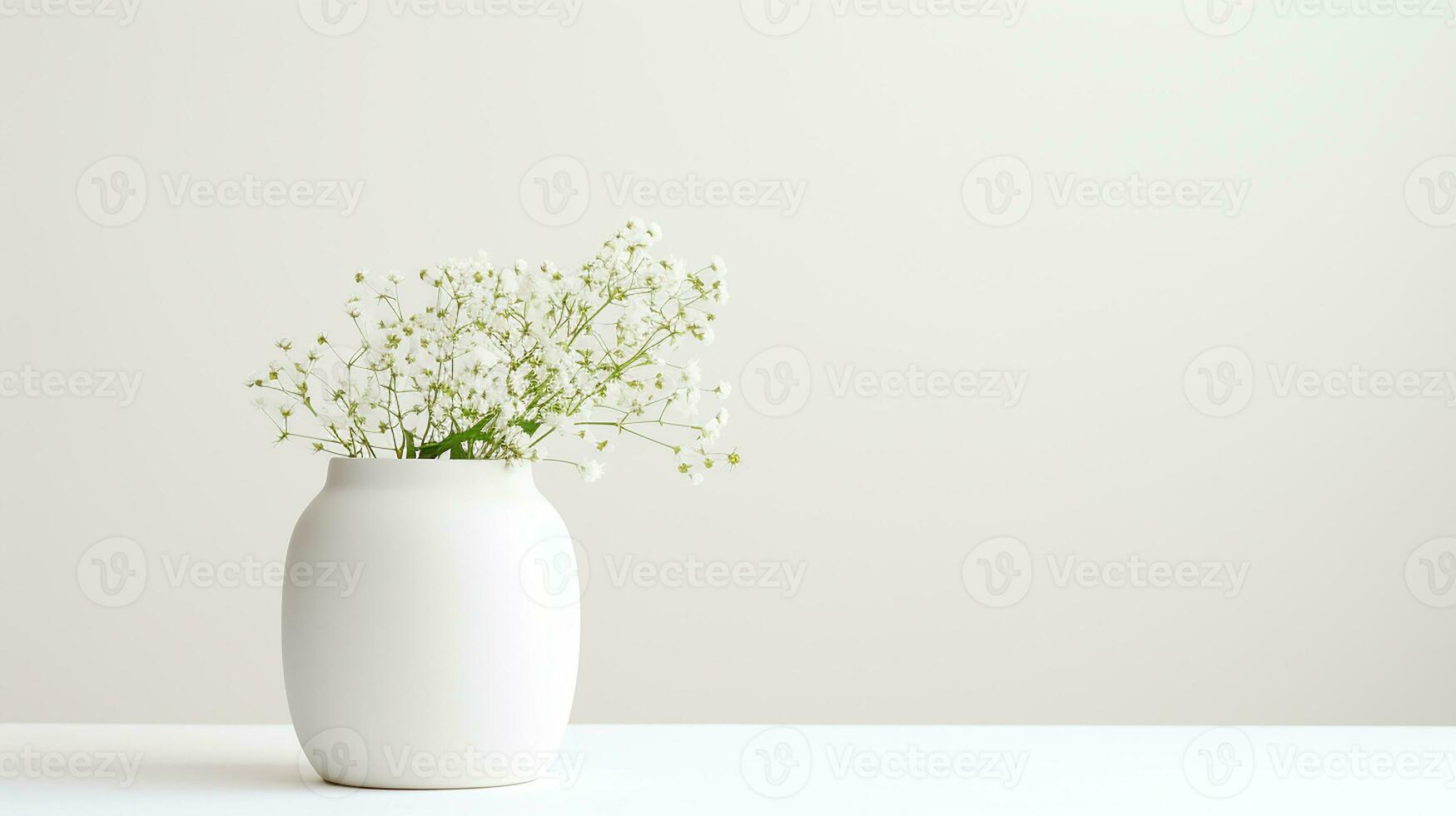 Foto av Gypsophila blomma i pott isolerat på vit bakgrund. generativ ai