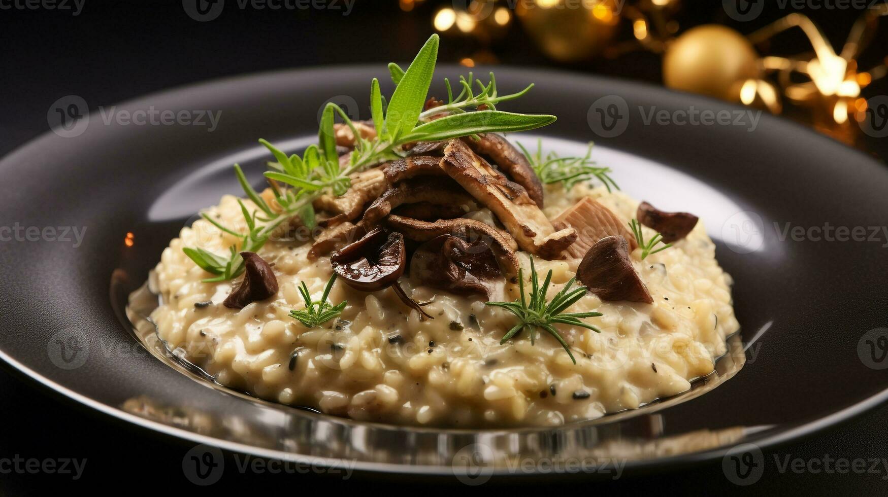 Foto av tryffel risotto som en maträtt i en high-end restaurang. generativ ai