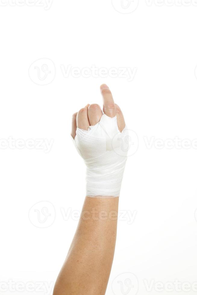 hand med bandage foto