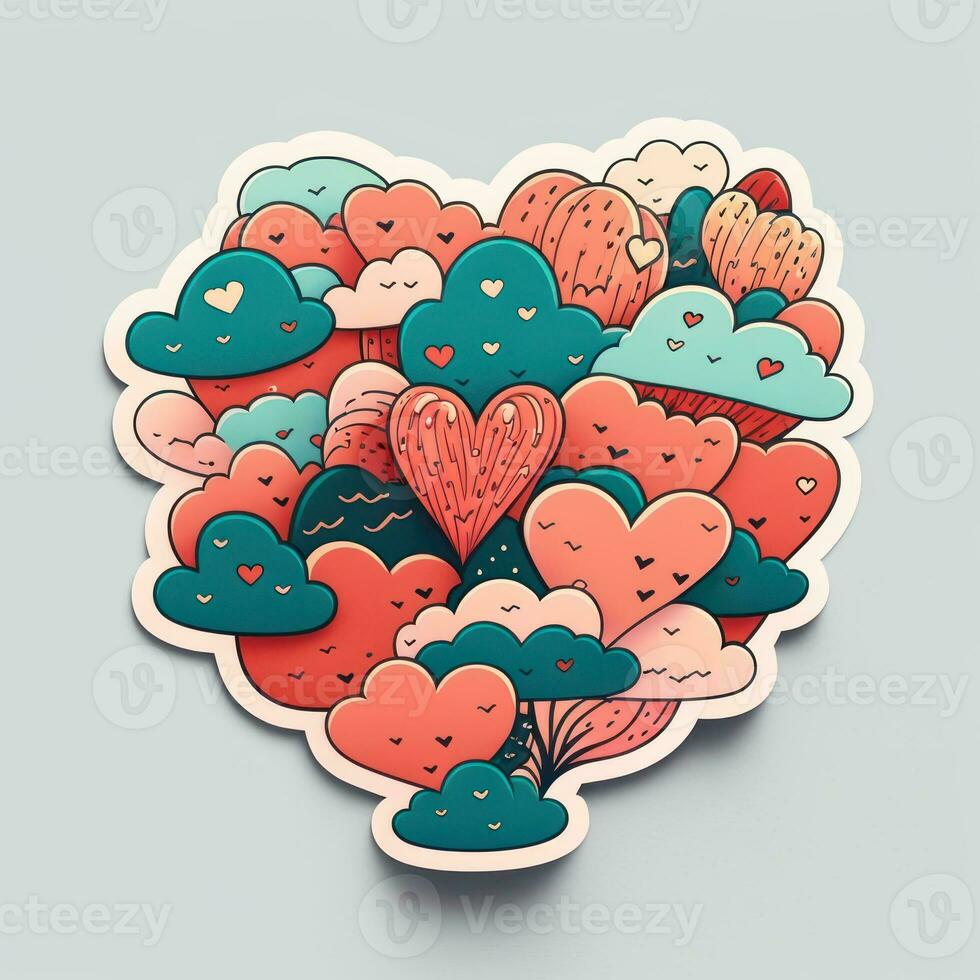 animerad valentine hjärta klistermärken för romantisk meddelandehantering foto