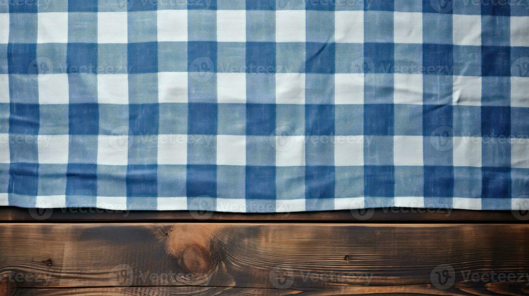 blå och vit rutig bavarian munich trä- styrelse ai genererad foto