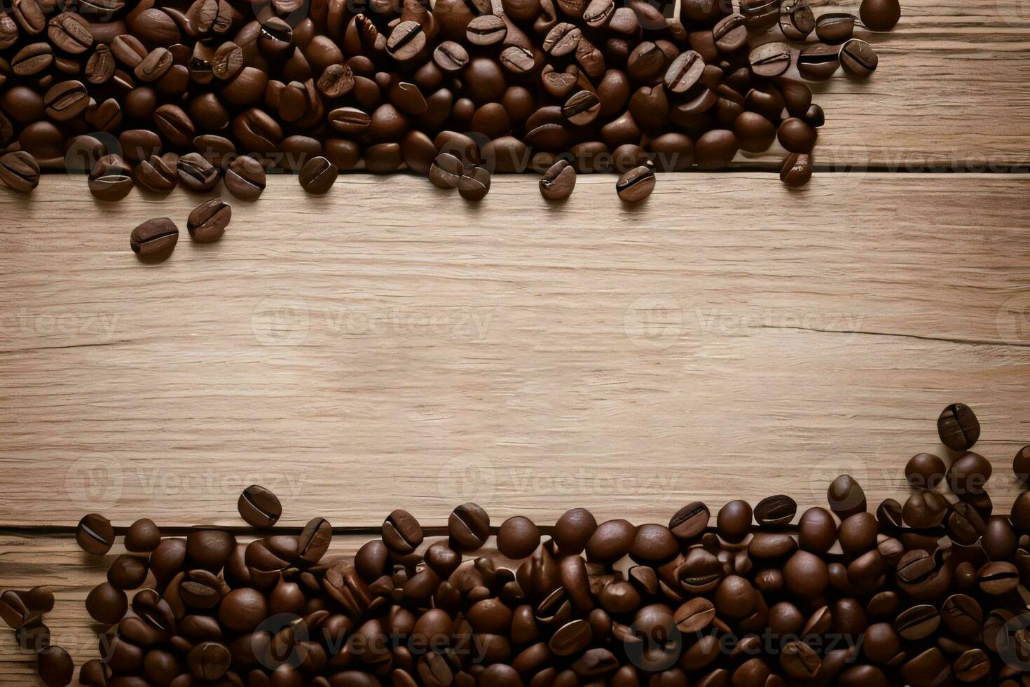 kaffe bönor på de trä- tabell baner mall foto
