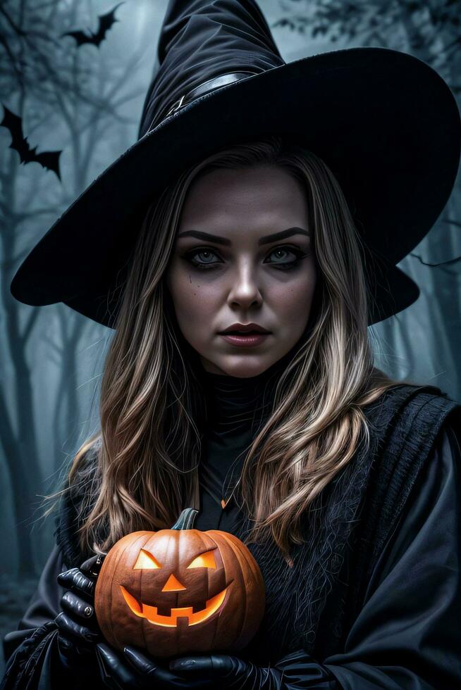 Foto porträtt av de halloween häxa