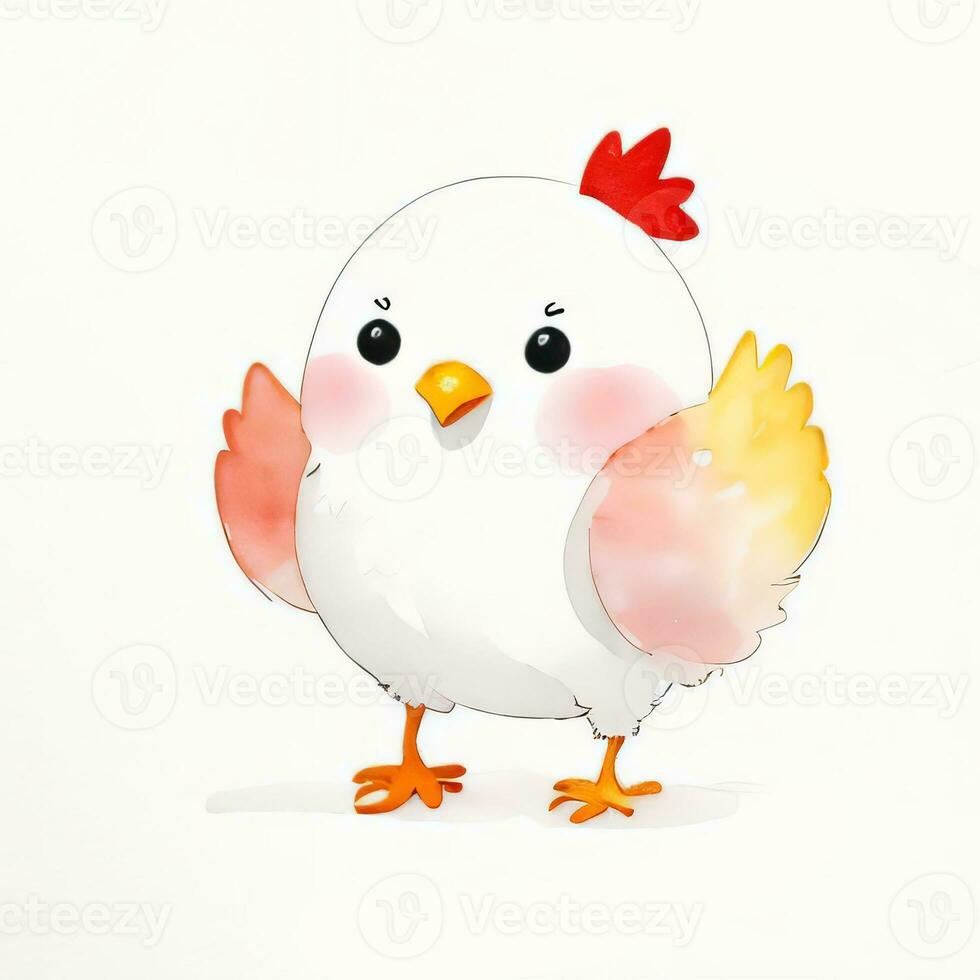 vattenfärg barn illustration med söt chiken ClipArt foto