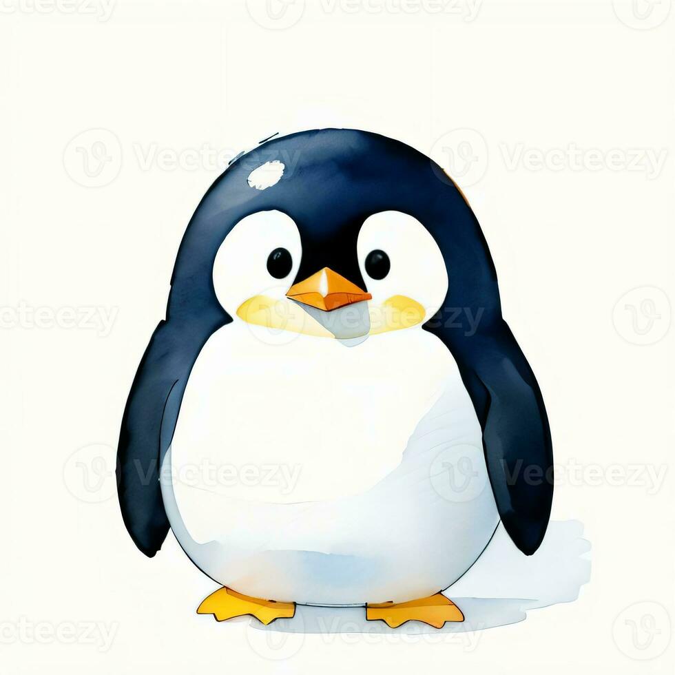 vattenfärg barn illustration med söt pingvin ClipArt foto