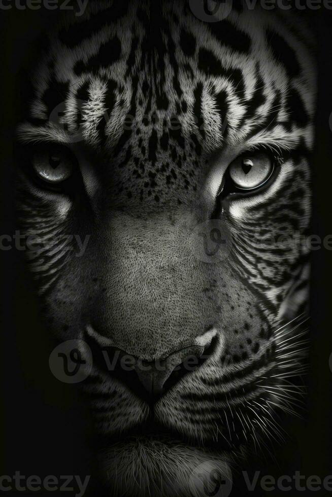 djungel tiger studio silhuett Foto svart vit årgång bakgrundsbelyst porträtt rörelse kontur tatuering