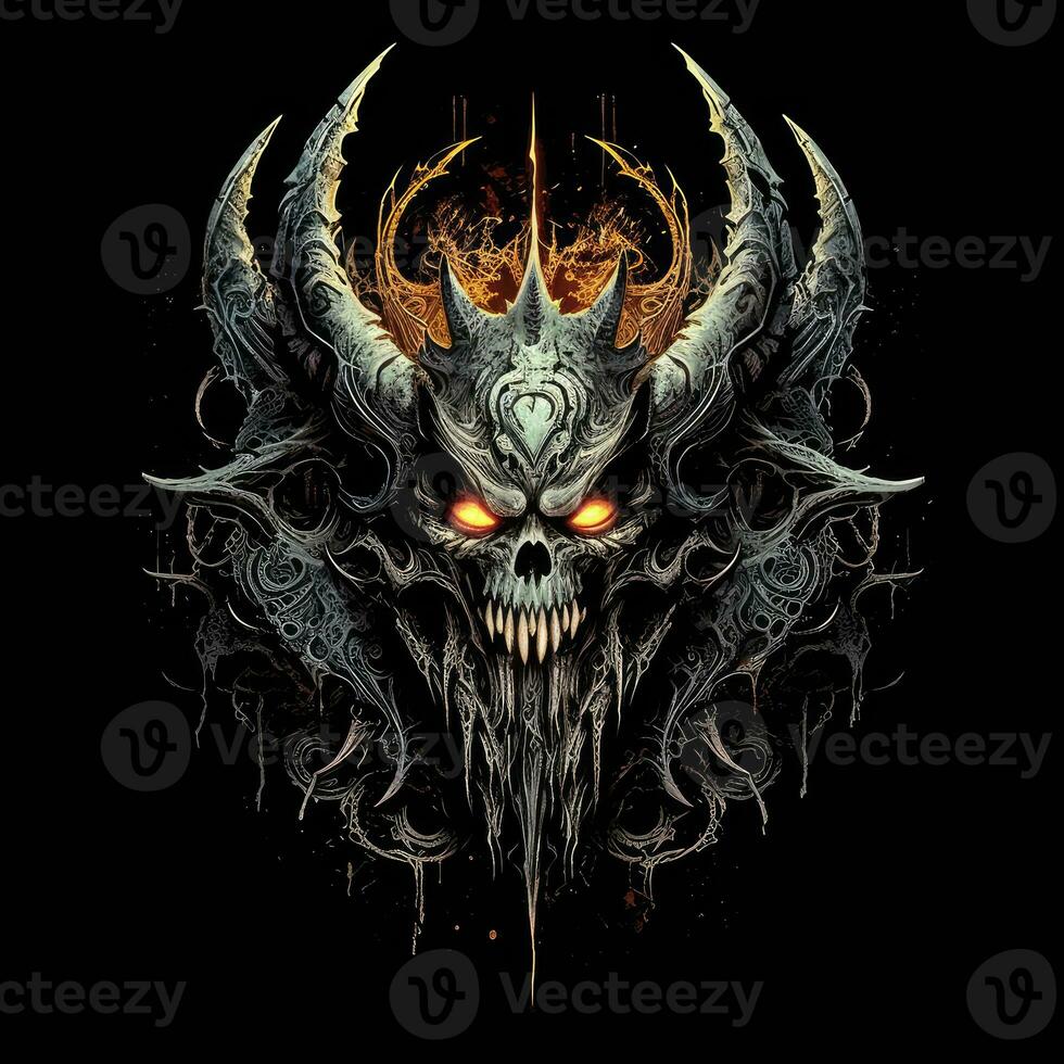 död ondska satan tshirt design attrapp tryckbar omslag tatuering isolerat vektor illustration konstverk foto