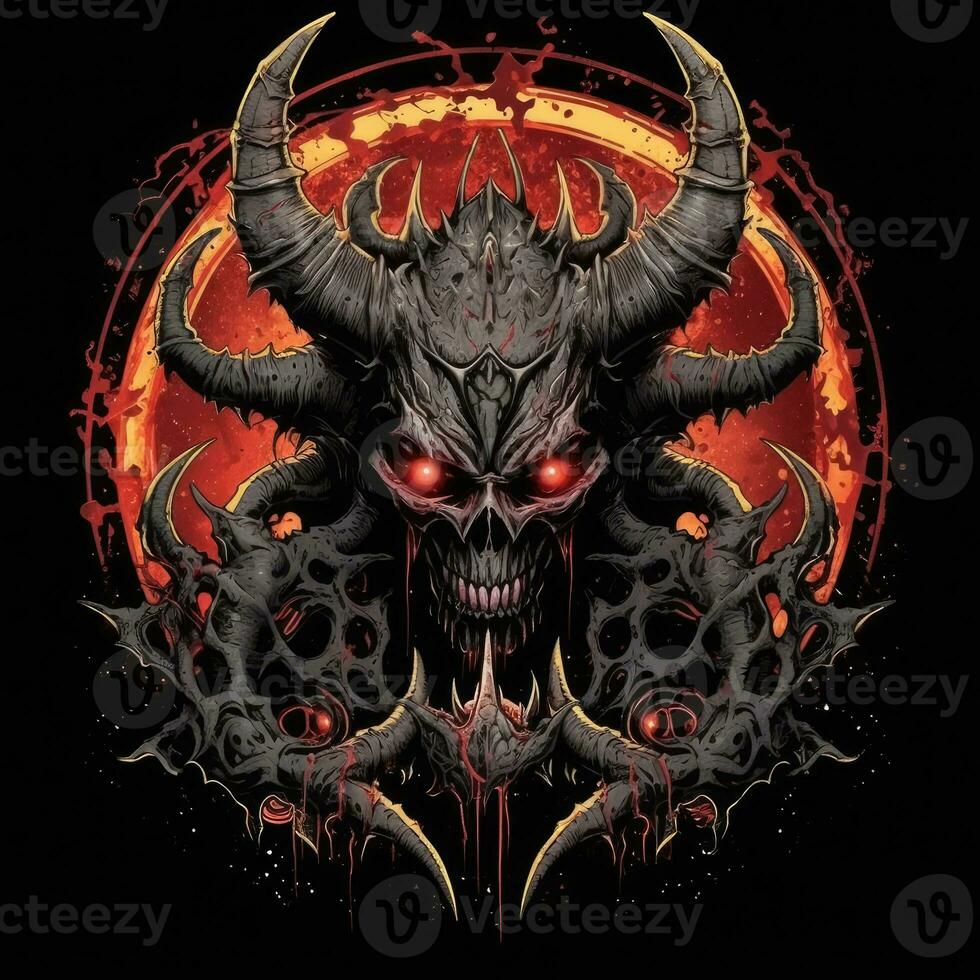 död ondska satan tshirt design attrapp tryckbar omslag tatuering isolerat vektor illustration konstverk foto