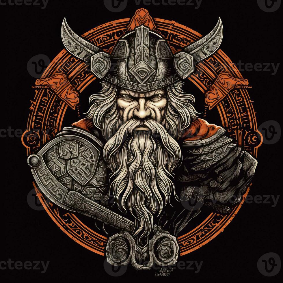 Norge viking tshirt design attrapp tryckbar omslag tatuering isolerat vektor illustration konstverk foto