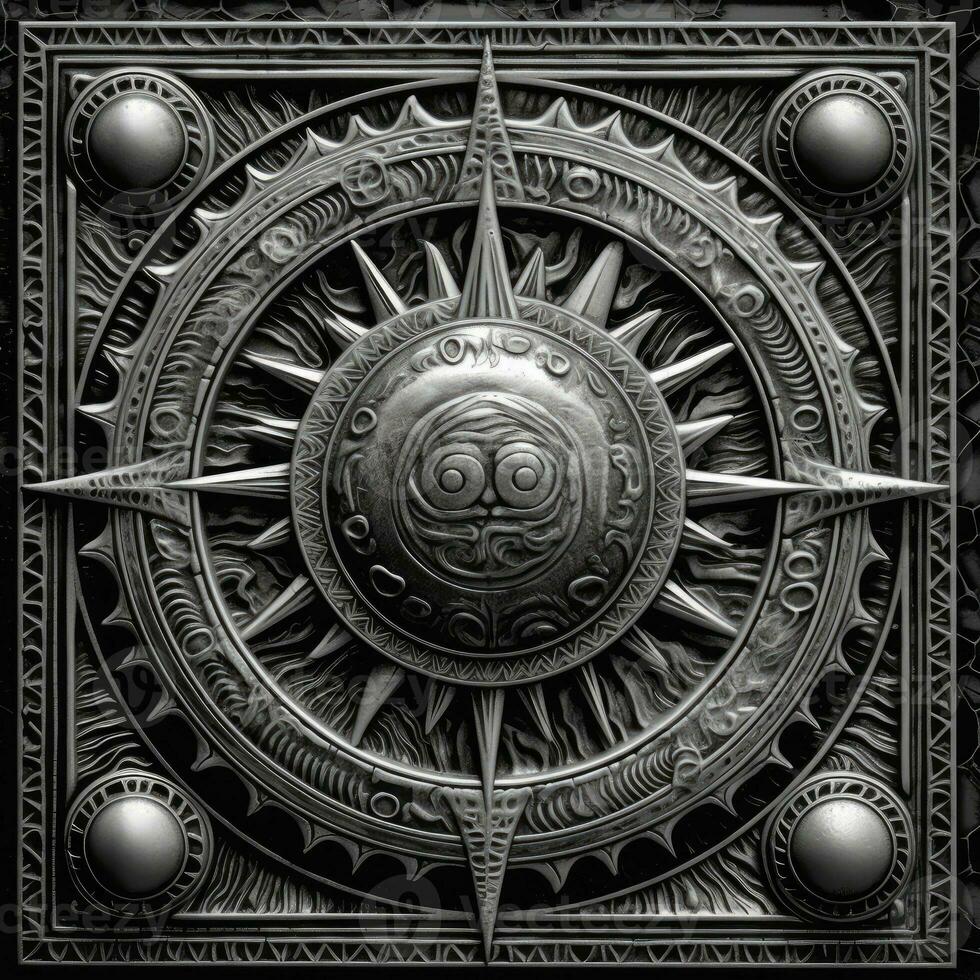 silver- mystisk kosmos kompass planet tarot kort konstellation navigering zodiaken illustration foto