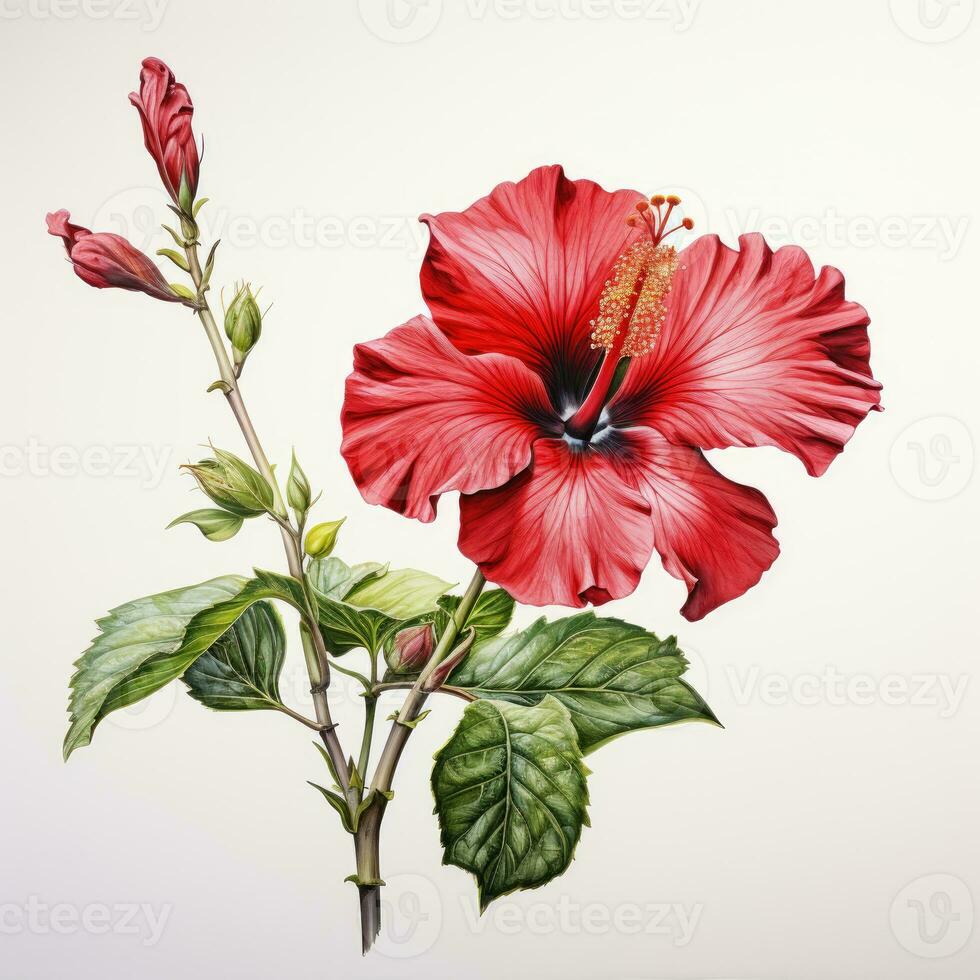 hibiskus detaljerad vattenfärg målning frukt vegetabiliska ClipArt botanisk realistisk illustration foto