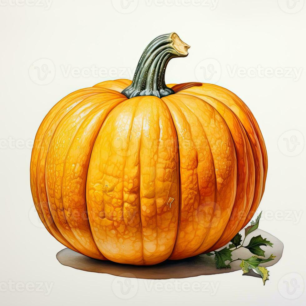 pumpa detaljerad vattenfärg målning frukt vegetabiliska ClipArt botanisk realistisk illustration foto