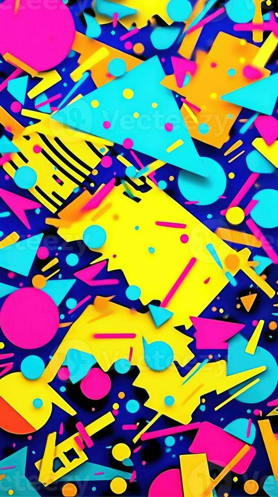 uttrycksfull graffiti neon konstnärlig lekfull illustration design skriva ut geometrisk syra former stil foto