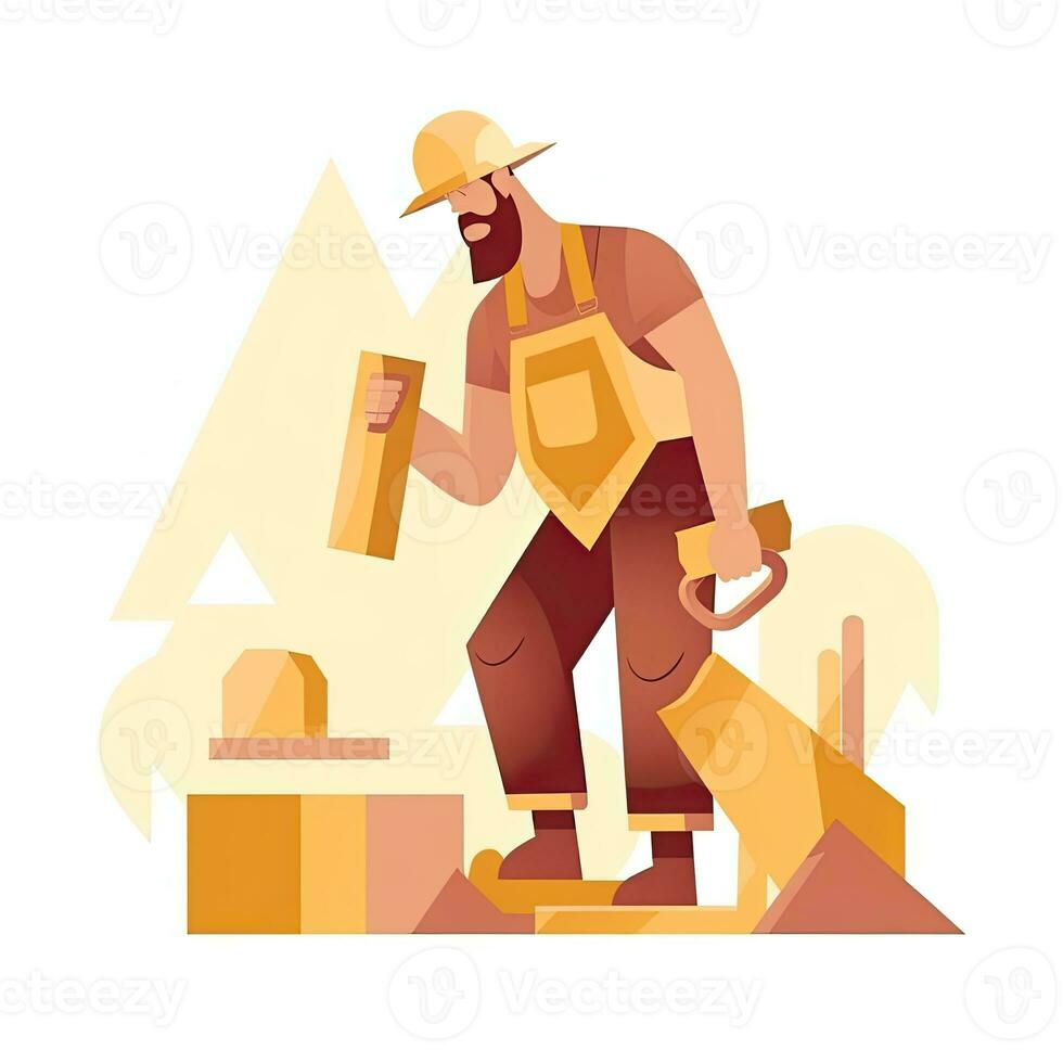 workman byggare platt vektor ClipArt illustration hemsida stil yrke jobb isolerat foto