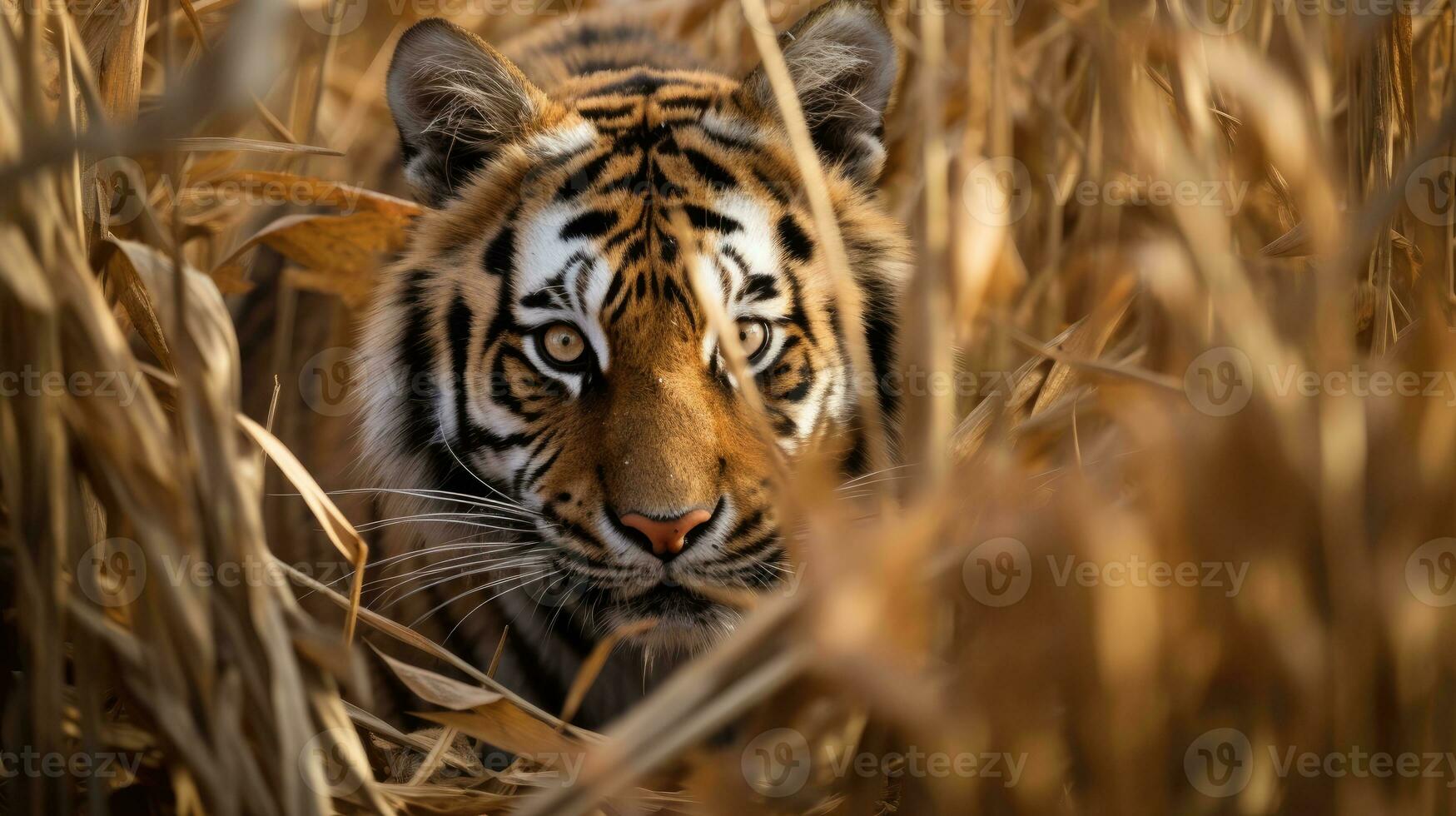 tiger dold rovdjur fotografi gräs nationell geografisk stil 35mm dokumentär tapet foto