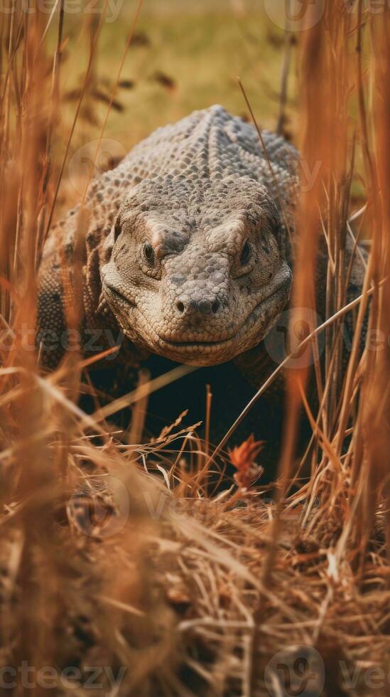 komodo drake dold rovdjur fotografi gräs nationell geografisk stil dokumentär tapet foto