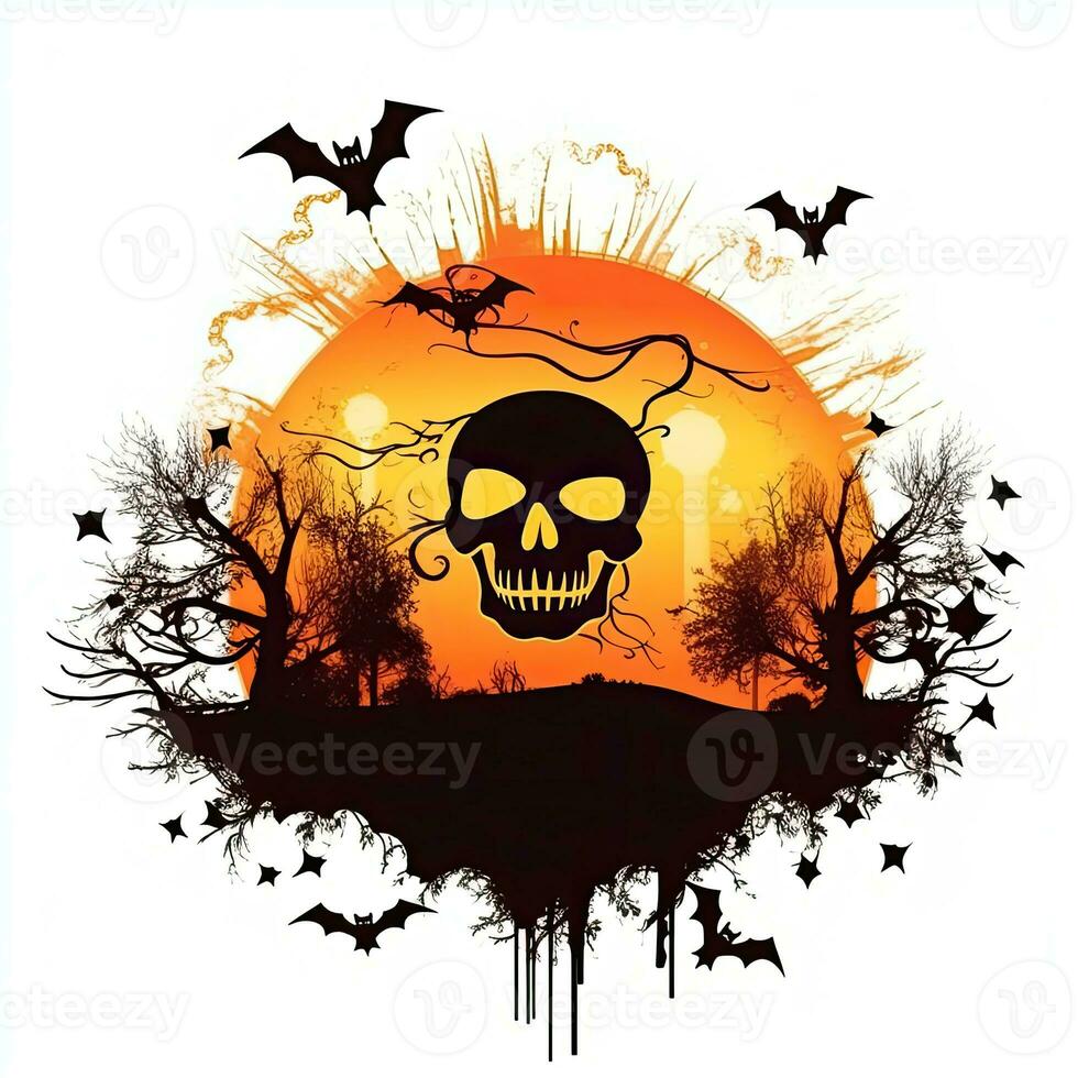 zombie skalle halloween ClipArt illustration vektor tshirt design klistermärke skära klippbok tatuering foto