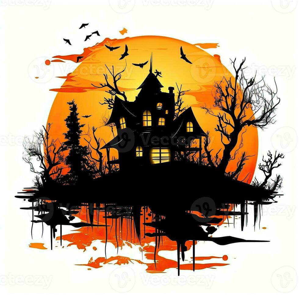 vampyr slott hus halloween ClipArt illustration vektor tshirt design skära klippbok tatuering foto