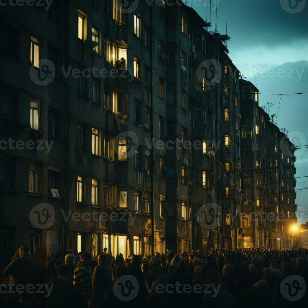 dyster sovjet byggnader ryssland depressiv bekvämlighet tapet smartphone Foto Fasad natt lampor