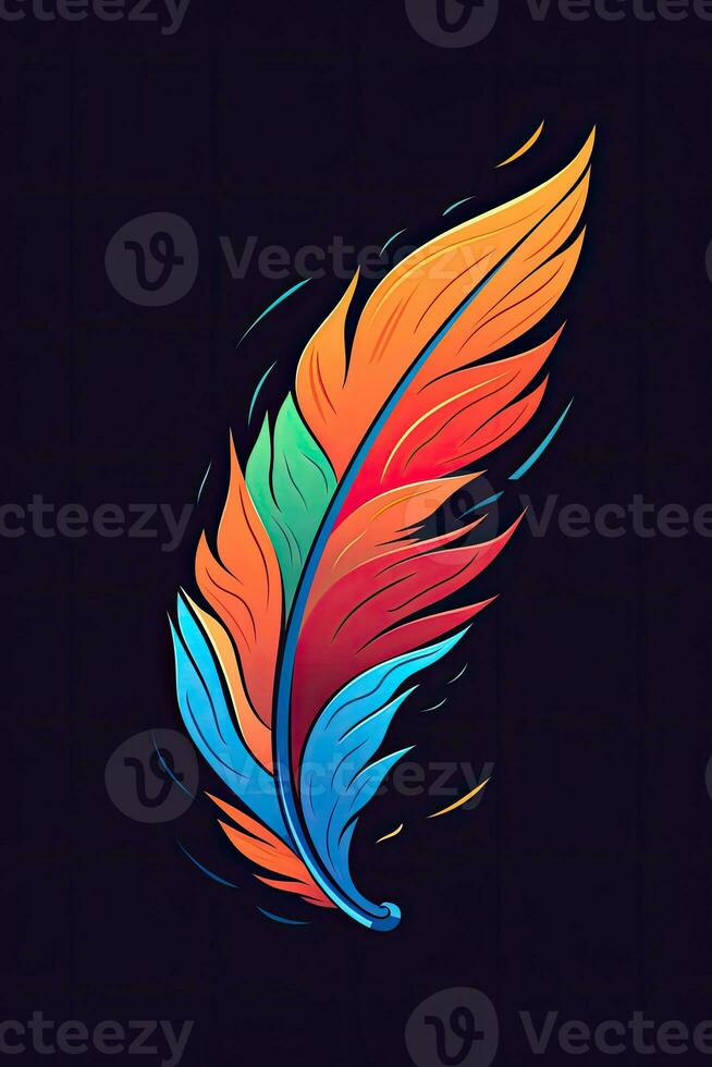 fjäder neon logotyp ikon tatuering emblem ClipArt illustration element vektor klar skära esp png foto