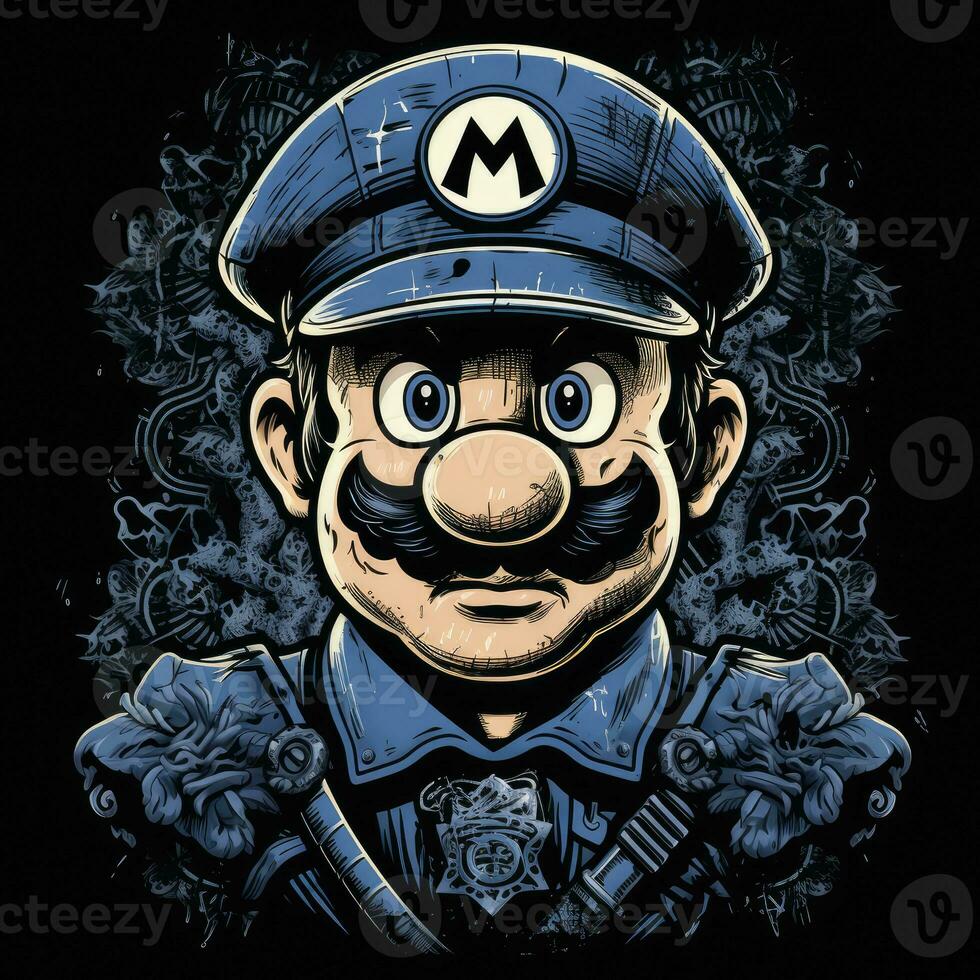 Mario spel karaktär pixel konst tatuering gravyr 8bit grafisk design affisch vägg konst illustration foto