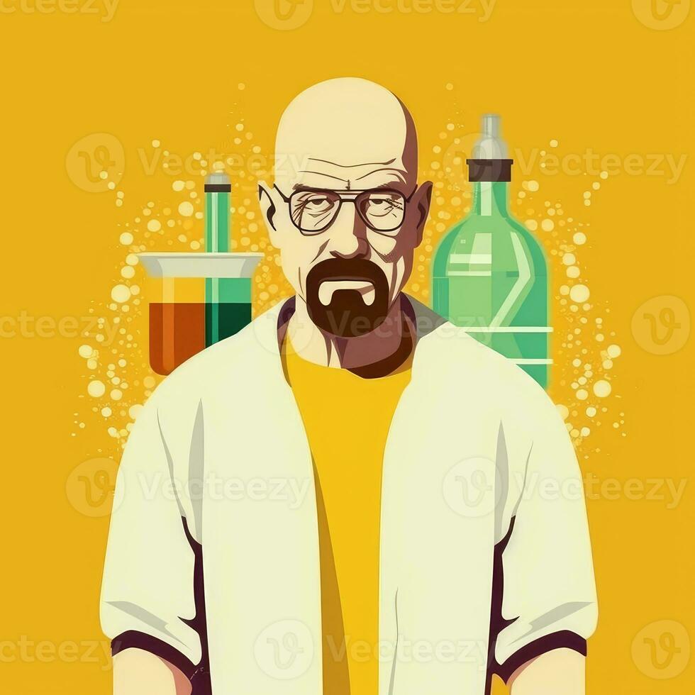 heisenberg Walter vit vektor enkel illustration brytning dålig konstverk affisch tatuering foto