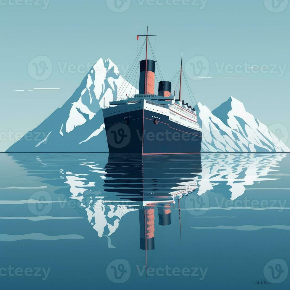 minimalistisk isberg vektor enkel illustration konstverk affisch tatuering titanisk film affisch foto