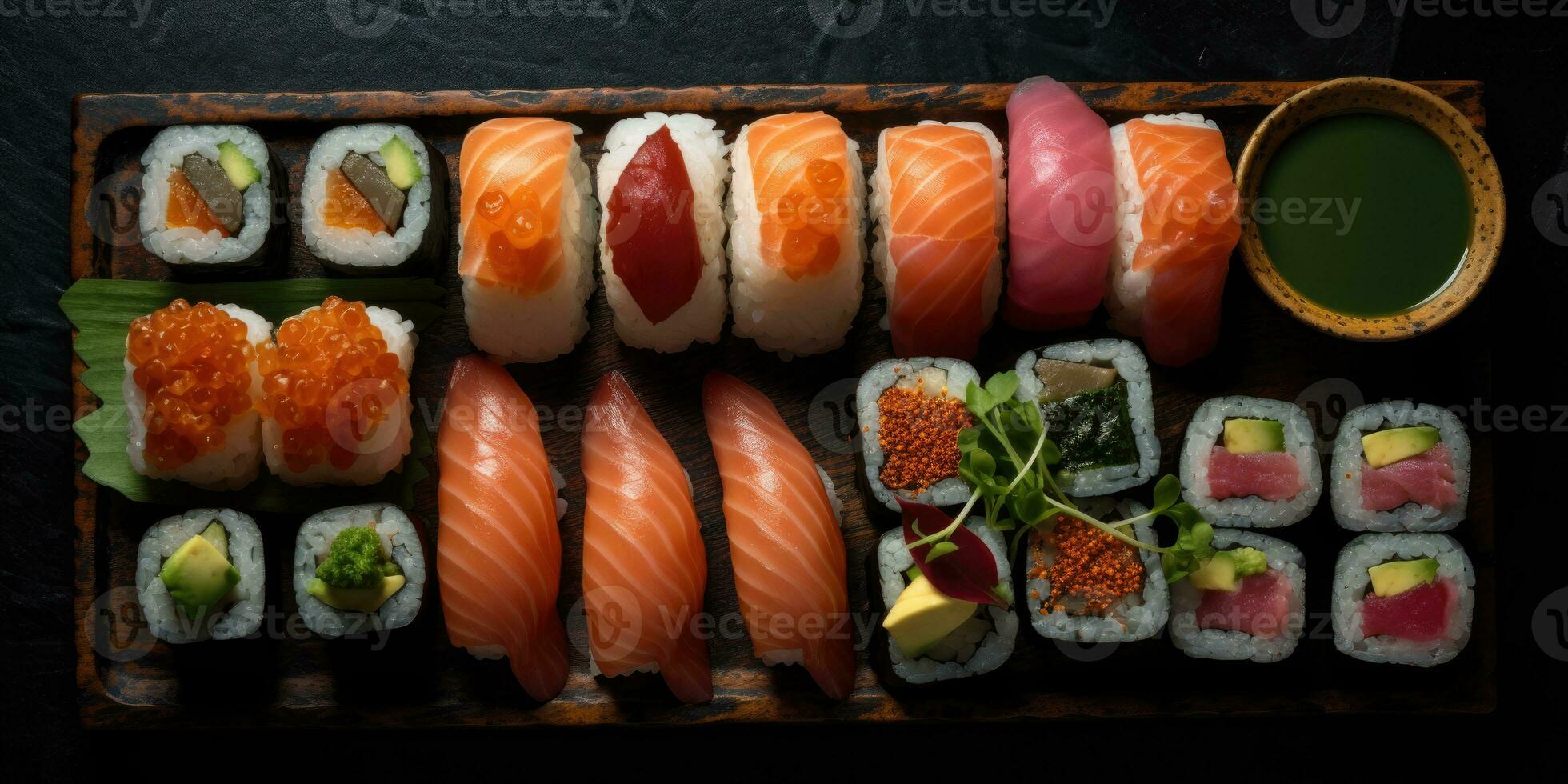 sushi rullar wasabi professionell studio mat fotografi social media elegant varm modern ad foto