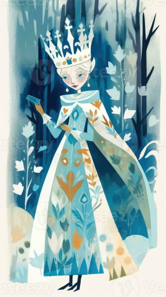 snö drottning fe- berättelse karaktär tecknad serie illustration fantasi söt teckning bok affisch grafisk foto