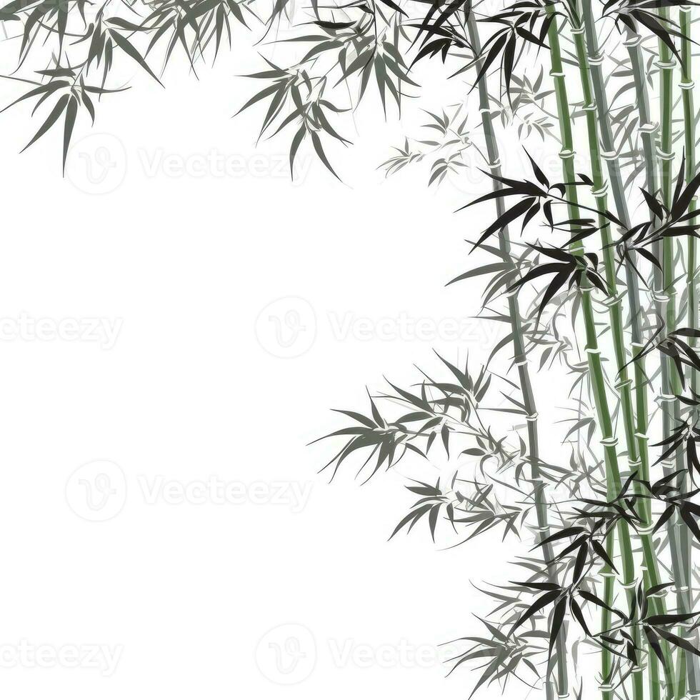 bambu löv ram hälsning kort scrapbooking vattenfärg mild illustration gräns bröllop foto