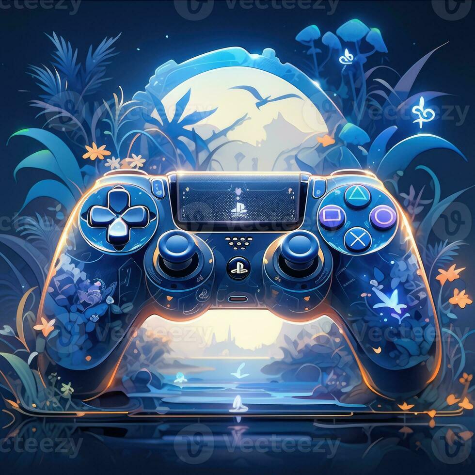 trösta dualshock gamepad anime trogen illustration mystisk fantasi konst lysande digital foto