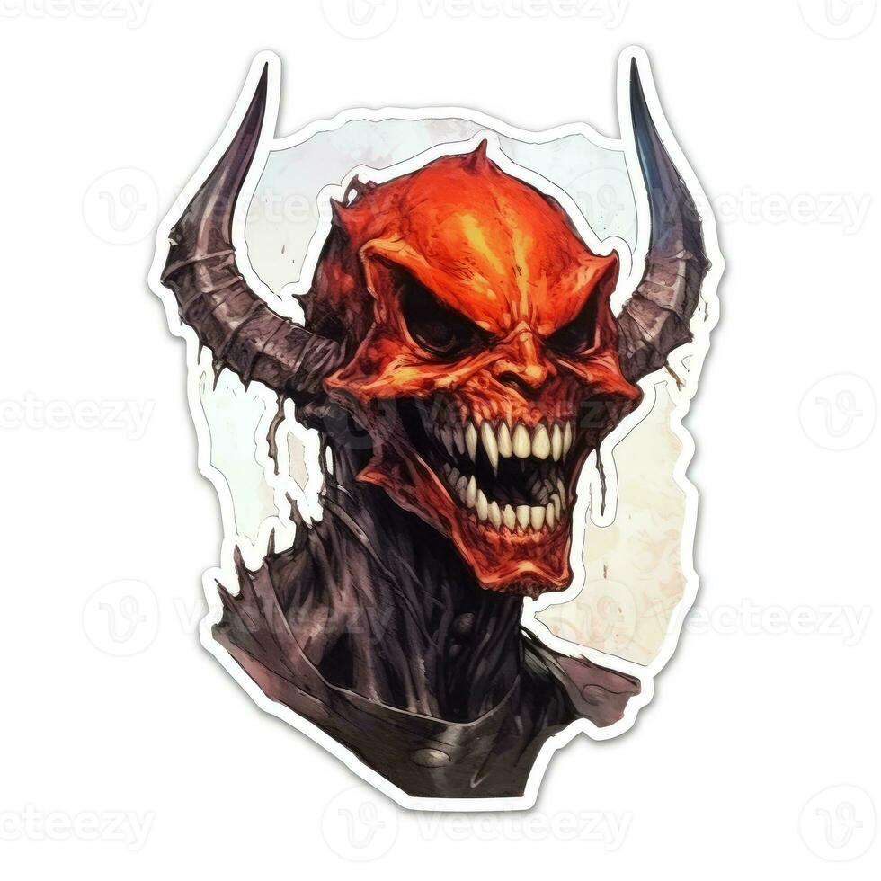 jäkel satan demon tatuering klistermärke illustration halloween skrämmande kuslig Skräck galen jäkel foto