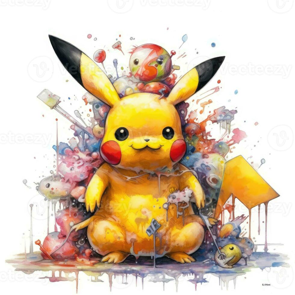 galen pikachu skiss karikatyr stroke klotter illustration vektor hand dragen maskot ClipArt foto