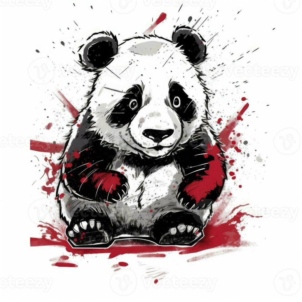 galen panda skiss karikatyr stroke klotter illustration vektor hand dragen maskot ClipArt foto