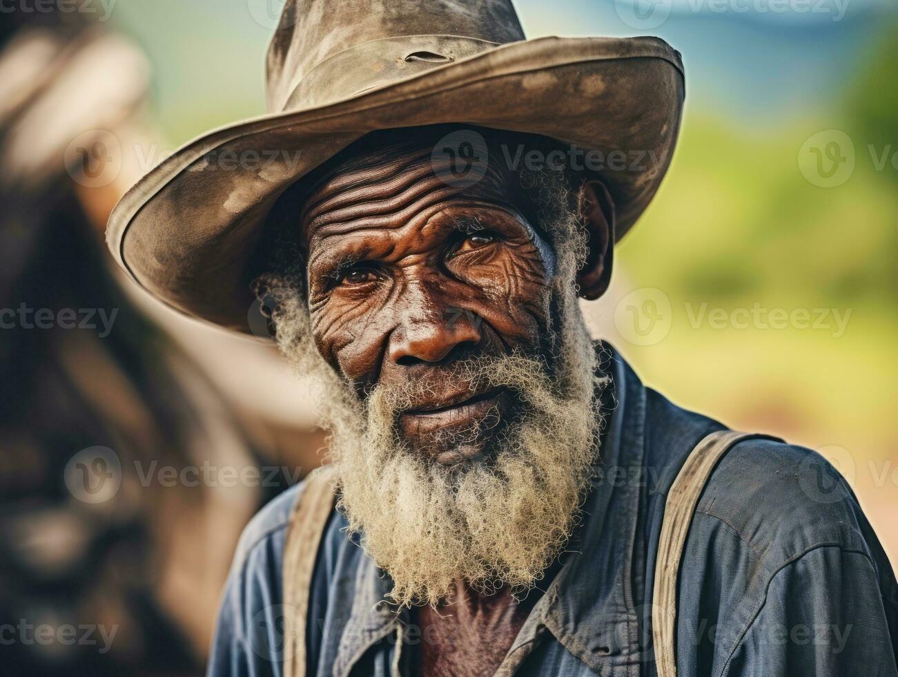 afrikansk amerikan man från de tidigt 1900 -talet färgad gammal Foto ai generativ