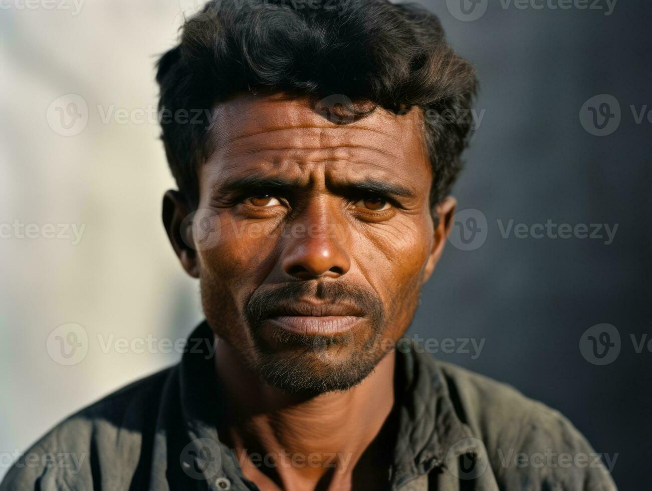 afrikansk amerikan man från de tidigt 1900 -talet färgad gammal Foto ai generativ