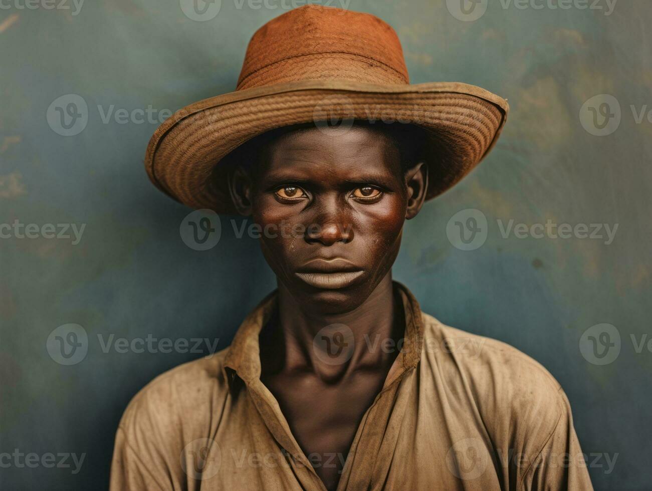 afrikansk amerikan man från de tidigt 1900 -talet färgad gammal Foto ai generativ