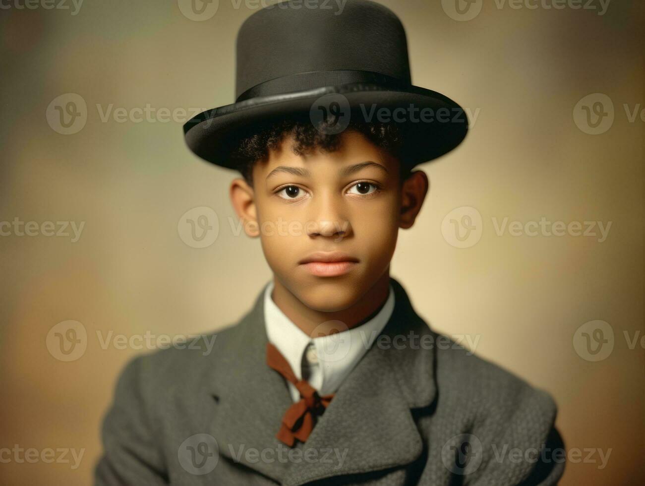 afrikansk amerikan man från de tidigt 1900 -talet färgad gammal Foto ai generativ