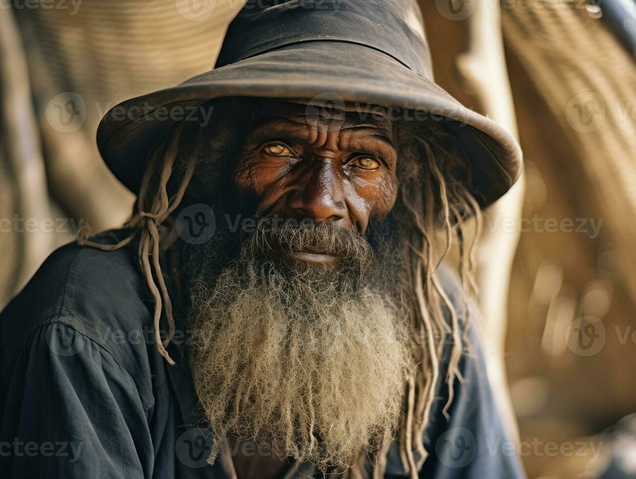 afrikansk amerikan man från de tidigt 1900 -talet färgad gammal Foto ai generativ