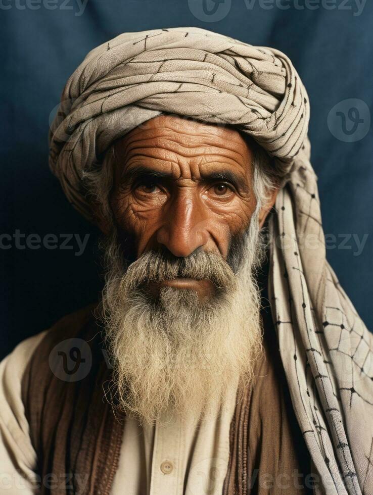 arab man från de tidigt 1900 -talet färgad gammal Foto ai generativ