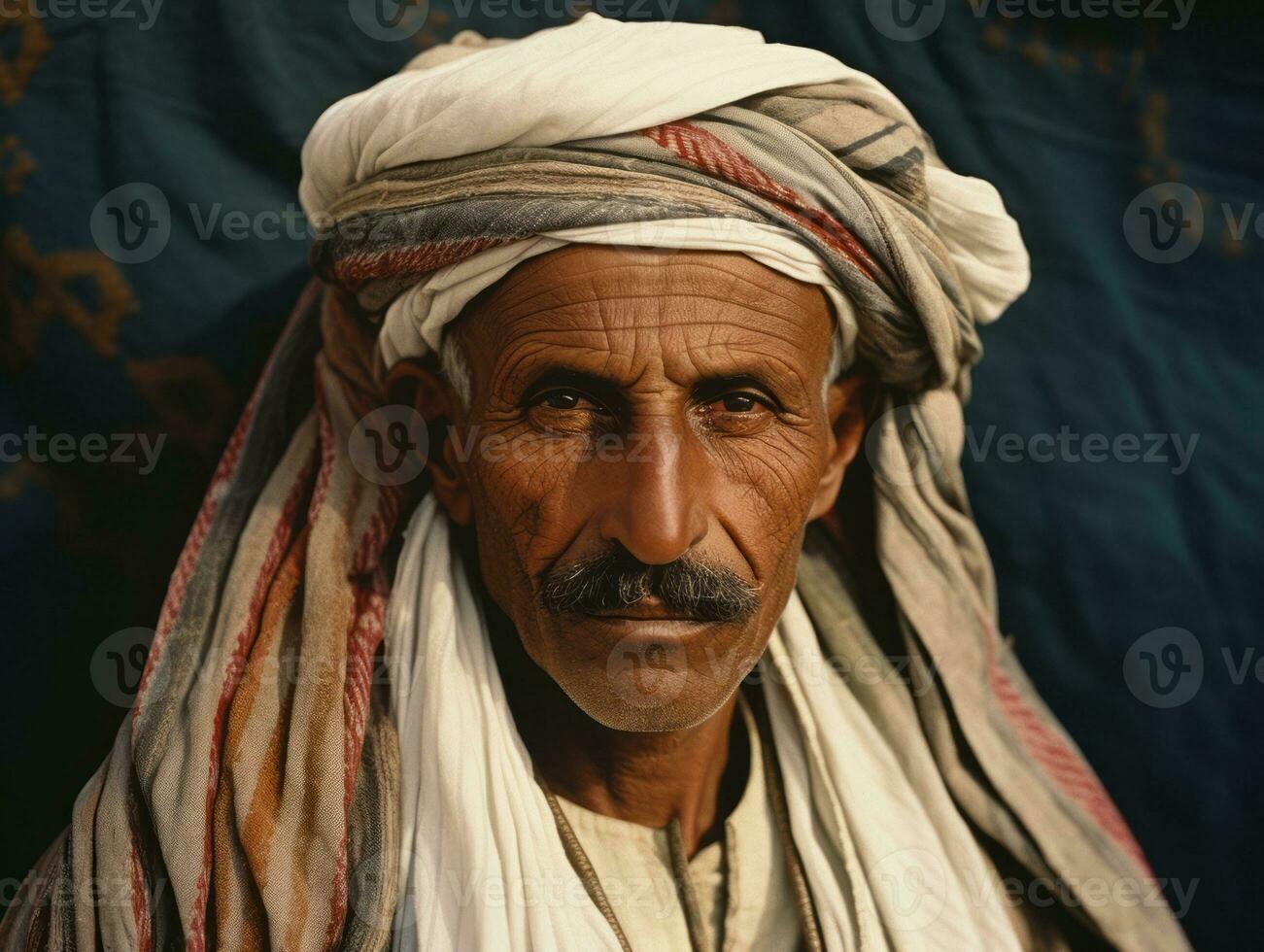 arab man från de tidigt 1900 -talet färgad gammal Foto ai generativ