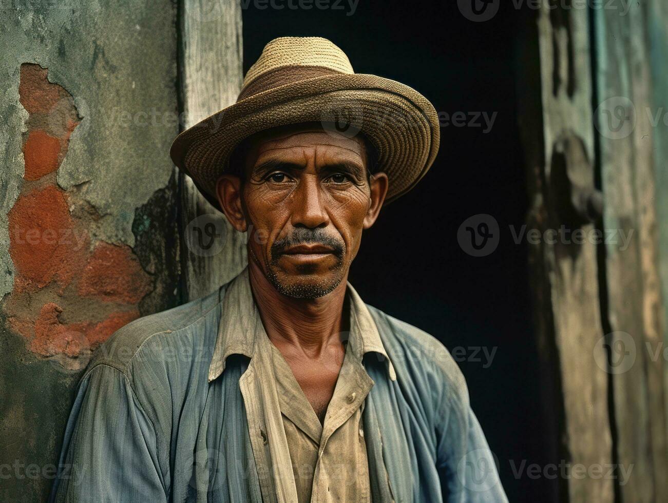 brasiliansk man från de tidigt 1900 -talet färgad gammal Foto ai generativ