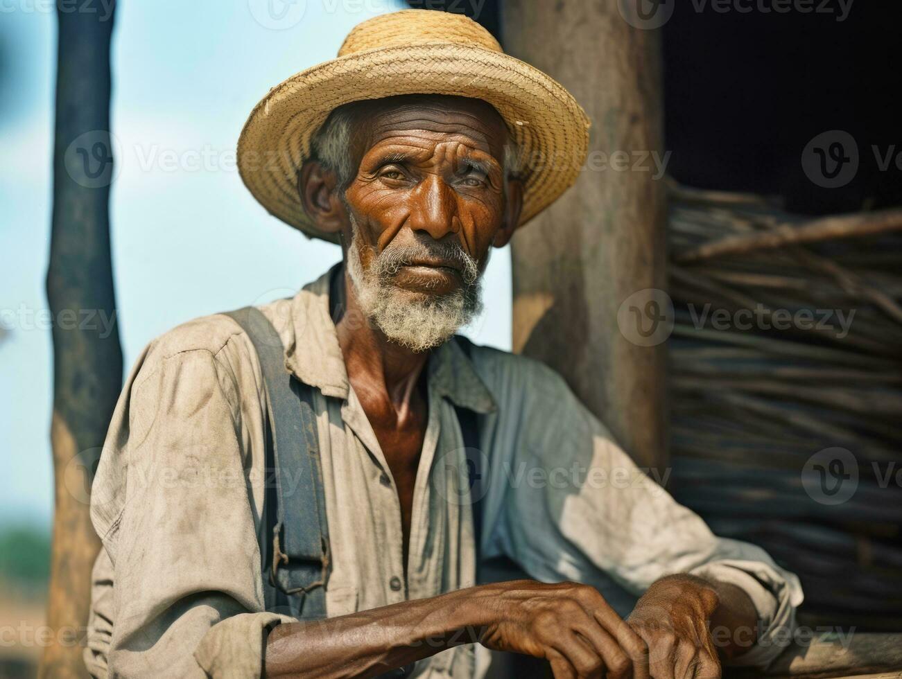 brasiliansk man från de tidigt 1900 -talet färgad gammal Foto ai generativ