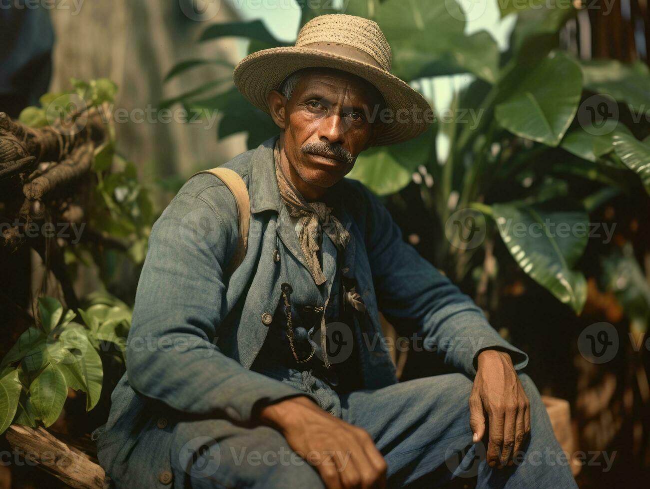 brasiliansk man från de tidigt 1900 -talet färgad gammal Foto ai generativ