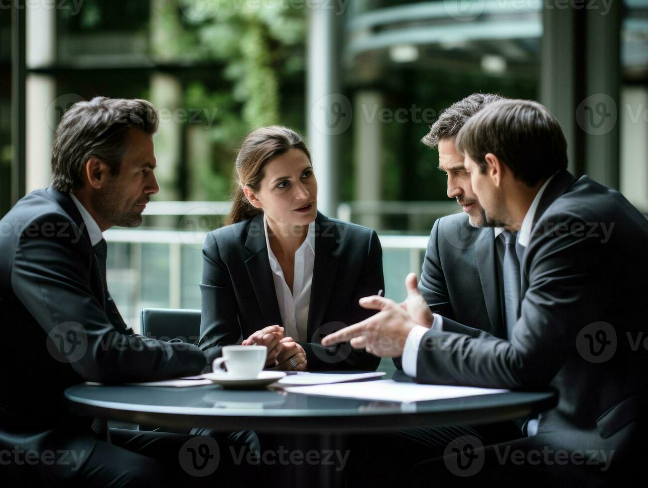 olika grupp av företag yrkesverksamma är engagerad i en brainstorming session ai generativ foto