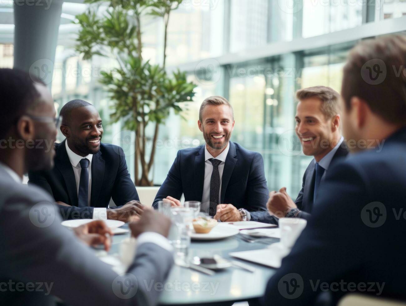 olika grupp av företag yrkesverksamma är engagerad i en brainstorming session ai generativ foto