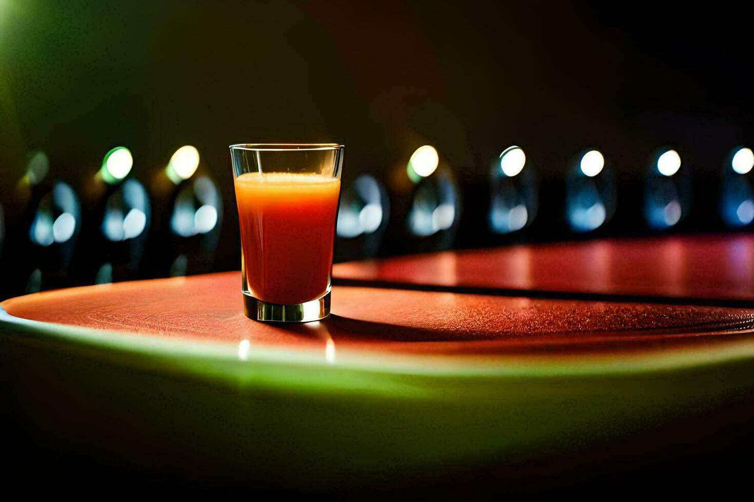 en glas av orange juice Sammanträde på en tabell. ai-genererad foto