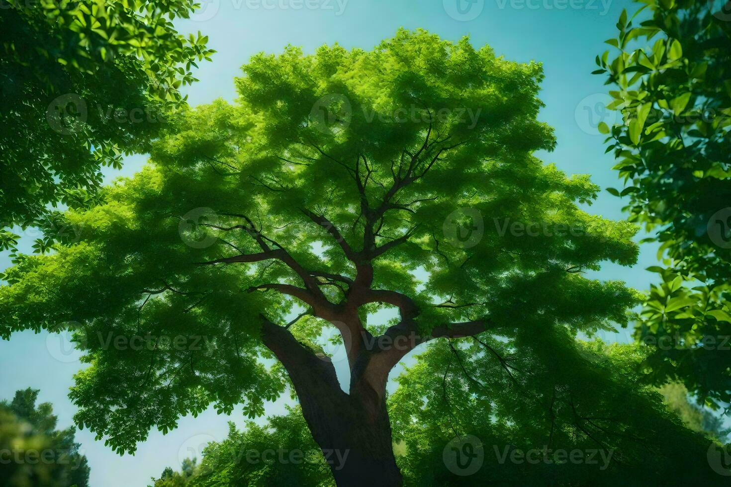 en träd i de skog. ai-genererad foto